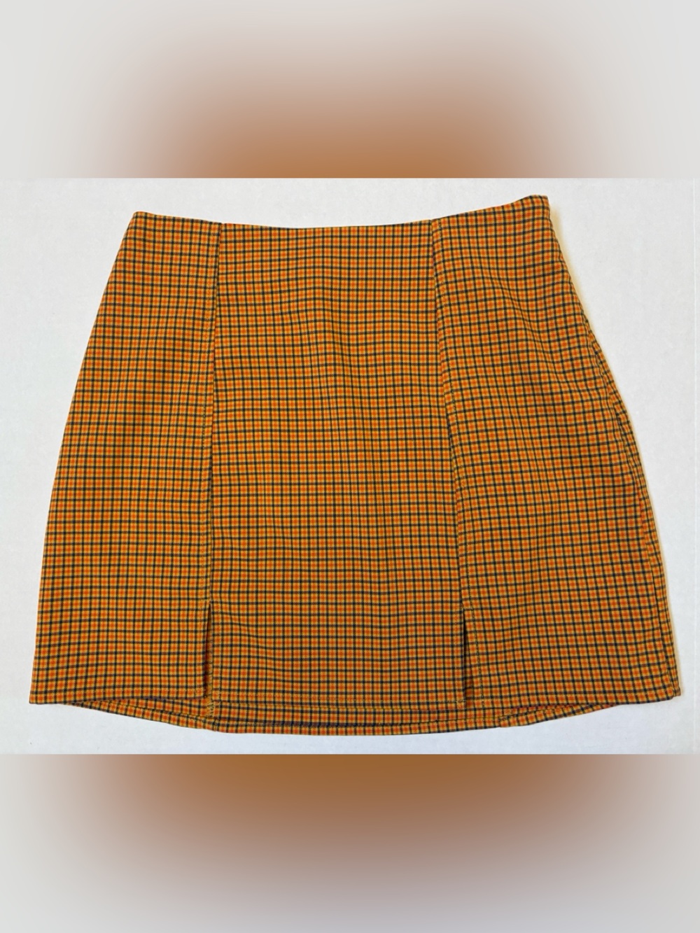Urban Outfitters Womens Plaid Mini Skirt Size Small Yellow Blue Orange Check